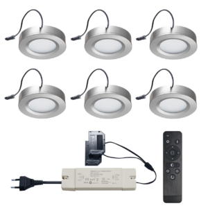 Set LED-Aufbaustrahler mit Fernbedienung Adria Silber 3 W dimmbar  1-12 Stück