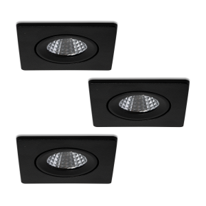 LED-Einbaustrahler-Set 3 Stück Locco schwarz 3 W dimmbar