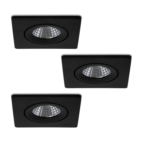 LED-Einbaustrahler - Set 3 Stück Locco schwarz 3 W dimmbar