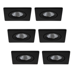 LED-Einbaustrahler-Set 6 Stück Locco schwarz 3 W dimmbar