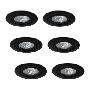 LED-Einbaustrahler-Set 6 Stück Mezzano schwarz 5 W dimmbar