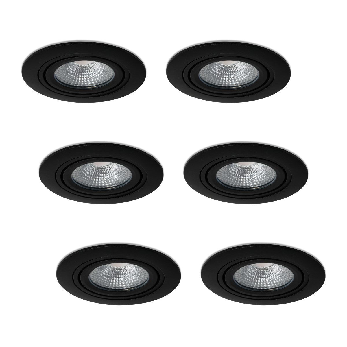 LED-Einbaustrahler - Set 6 Stück Mezzano schwarz 5 W dimmbar 