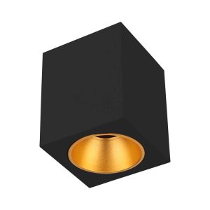 LED-Aufbaustrahler Gulda quadratisch schwarz-gold GU10