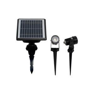 Solar LED-Gartenstrahler mit Erdspieß Calipso schwarz Set 2 Stück