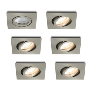 Komplettes Set 6 Stück LED-Spot Felice Edelstahl mit GU10 Spots 4.2 Watt dimmbar