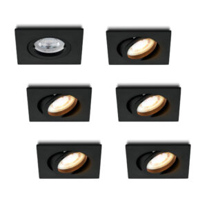 Komplettes Set 6 Stück LED-Spot Felice Schwarz mit GU10 Spots 4.2 Watt dimmbar