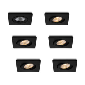 LED-Einbaustrahler - Set 6 Stück Locco schwarz 3 W dimmbar