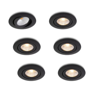 LED-Einbaustrahler - Set 6 Stück Lumino schwarz 7 W dimmbar