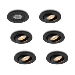LED-Einbaustrahler - Set 6 Stück Midi schwarz 3 W dimmbar