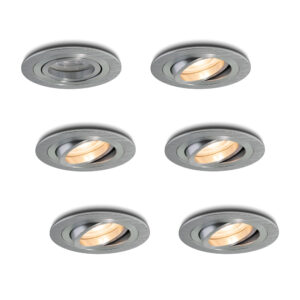 Komplettes Set 6 Stück LED-Spot Monti Aluminium mit GU10 Spots 4.2 Watt dimmbar